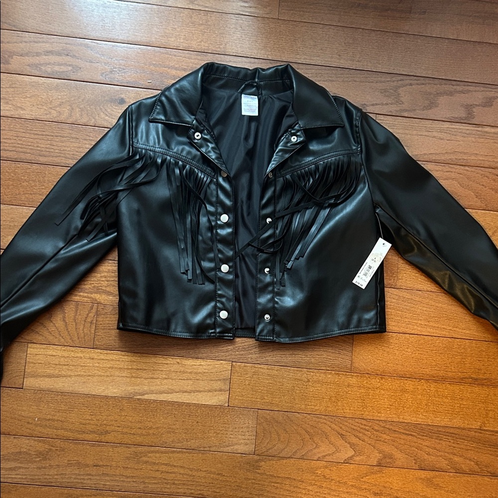 No Boundaries Black Leather Fringe Jacket